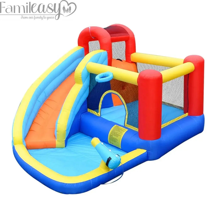 Inflatable Bouncy Castle Pool with a Water Slide, Water Cannon, and a safe  space for bouncing your wiggles out!